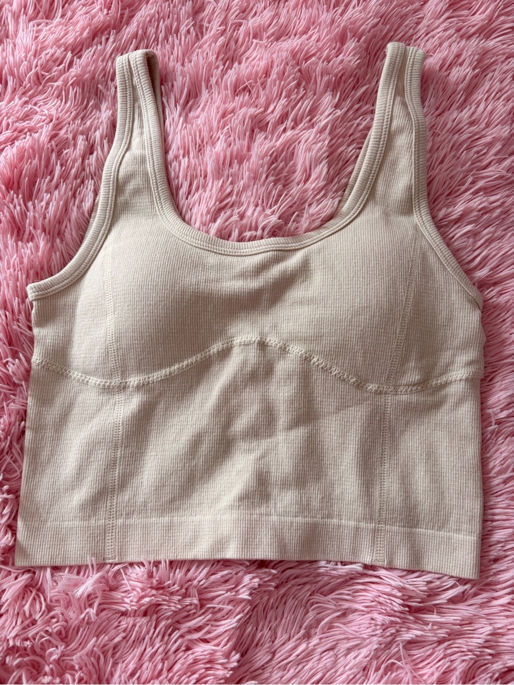 Forever 21 Cream Ribbed Scoop Neck Bralette
